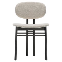Acerbis Med Chair in White Upholstery Seat with Black Stained Ash Frame