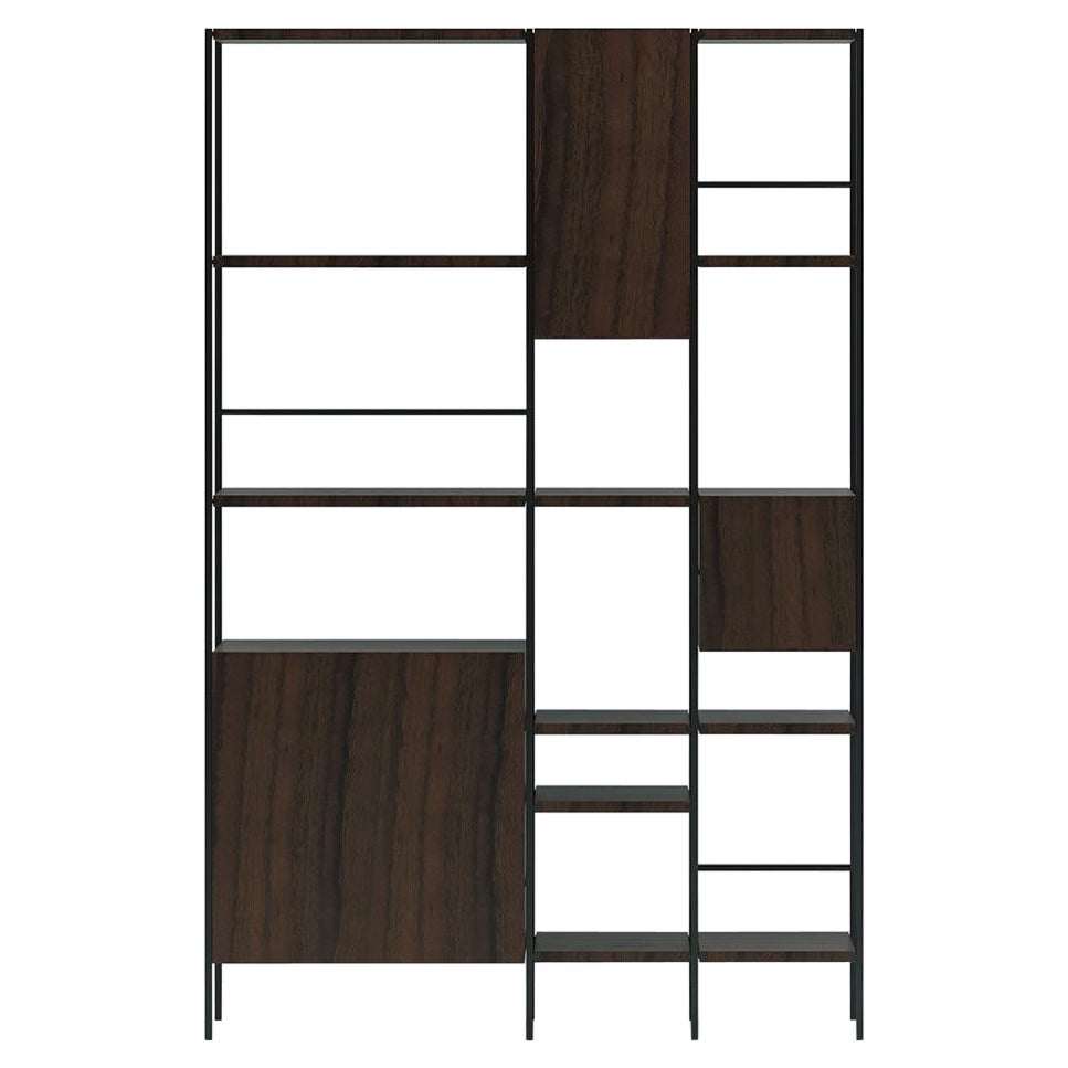 Acerbis Medium Outline Bookcase in Dark Stained Walnut by Giacomo Moor For Sale