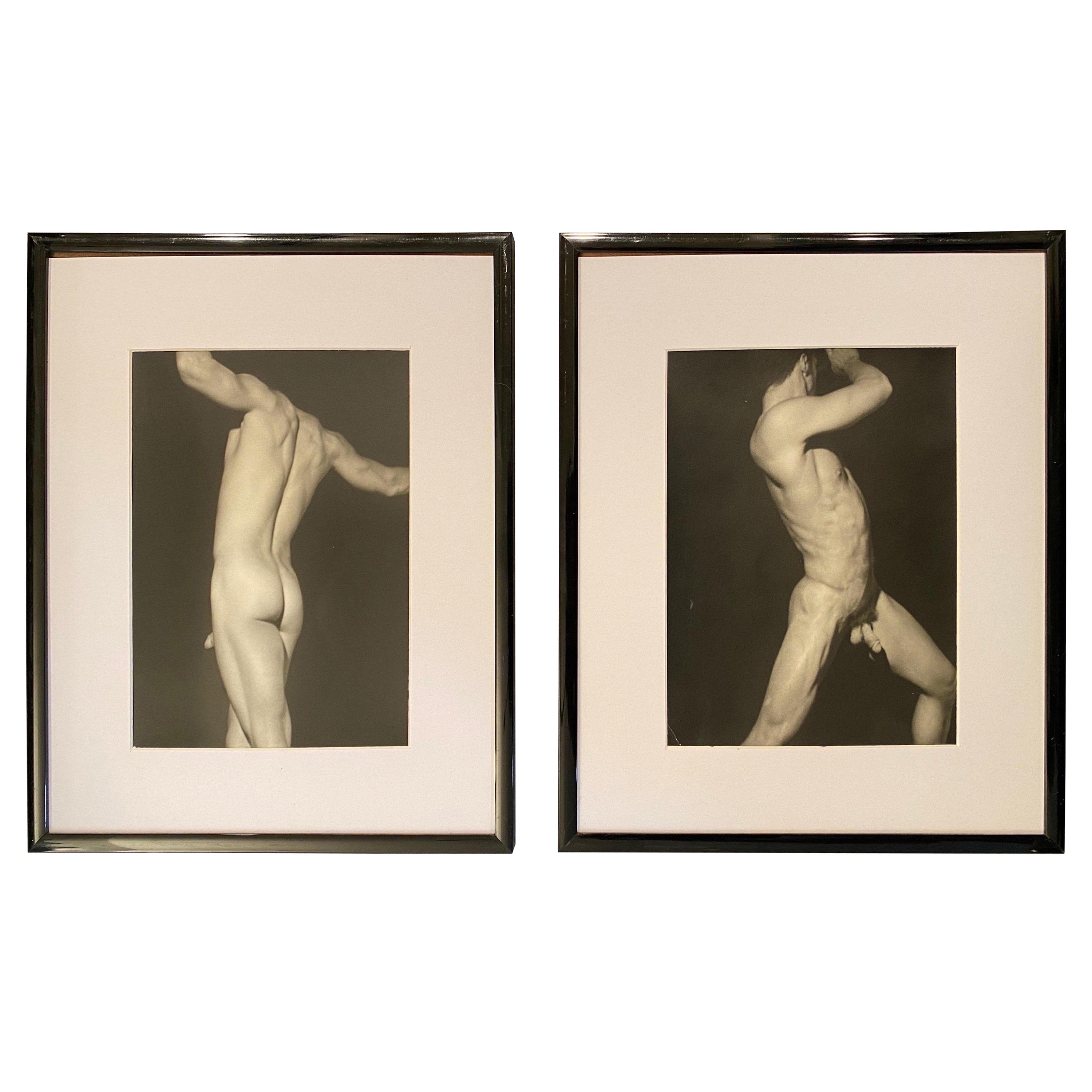 Pair of Original B&W Male Nude Silver Gelatin Photographs 1996 by George Machado For Sale