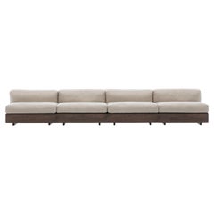 Acerbis Life Sofa in White Upholstery with Dark Stained Walnut Frame