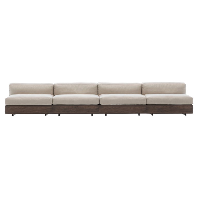 Roberto Monsani for Acerbis Life Sofa with White Upholstery and Dark-Stained Walnut Frame, 2022, offered by DUPLEX