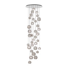 Vistosi Pendant Light in Smoky Striped Glass And Mirrored Steel Frame