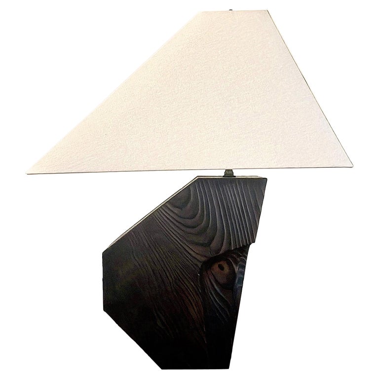Scorched Cedar Wood Table Lamp For Sale at 1stDibs