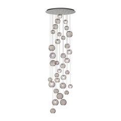 Vistosi Pendant Light in Smoky Striped Glass And Satin Nickel Frame