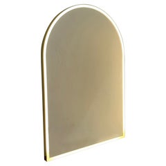 Arcus Front Illuminated Arched Modern Mirror with Brass Frame, Large