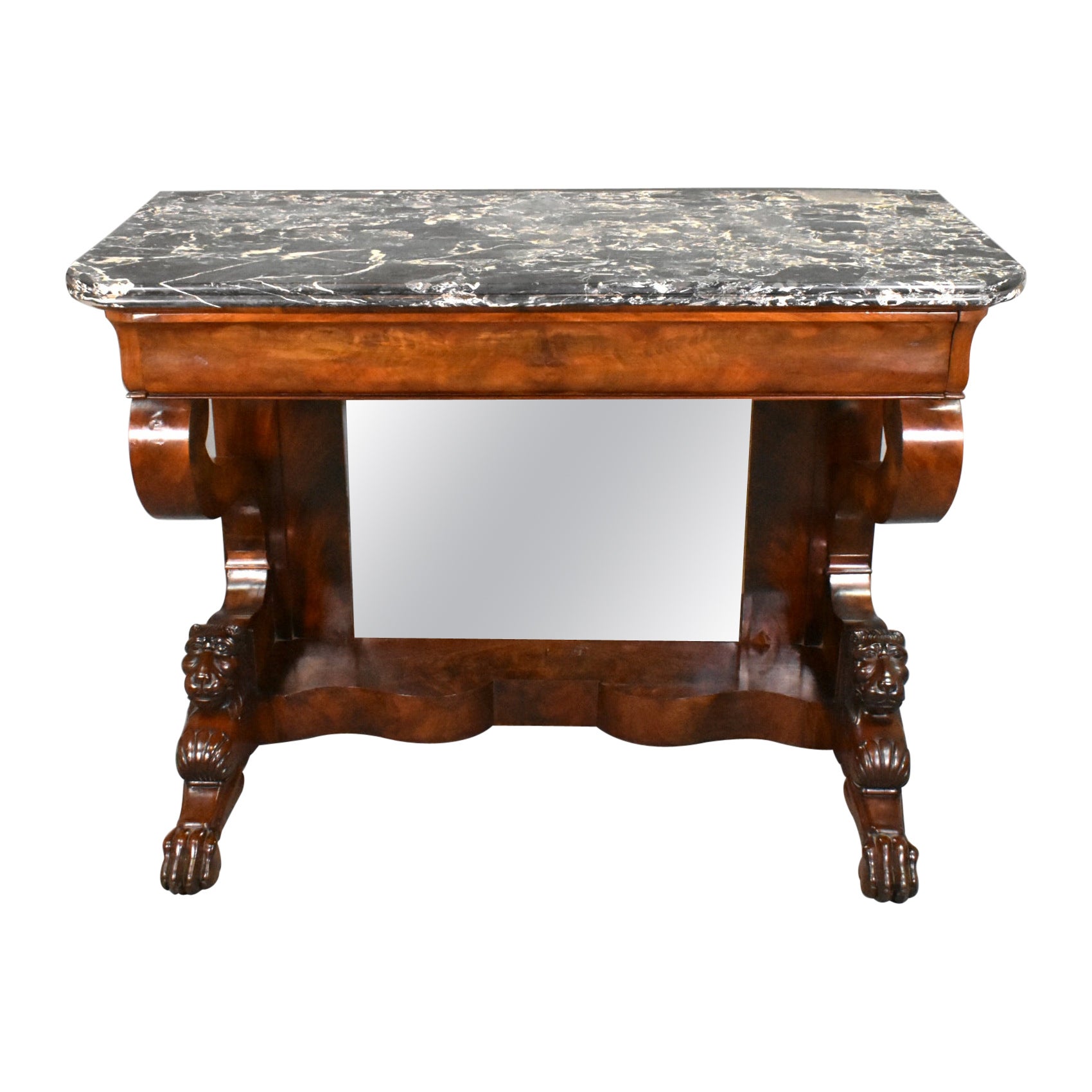 Antique French Mahogany Console Table Louis Philippe For Sale