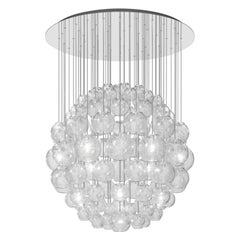 Vistosi Pendant Light in Crystal Striped Glass And Mirrored Steel Frame