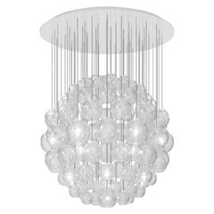 Vistosi Pendant Light in Crystal Striped Glass And Glossy White Frame