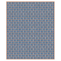 Carpet Blue Bauhaus Mare Plaid Rectangular Wool Silk Patterned, in Stock