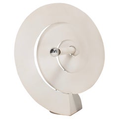 Large Rare Spiral Table Lamp by Luc Bernard in White Metal, France 1974