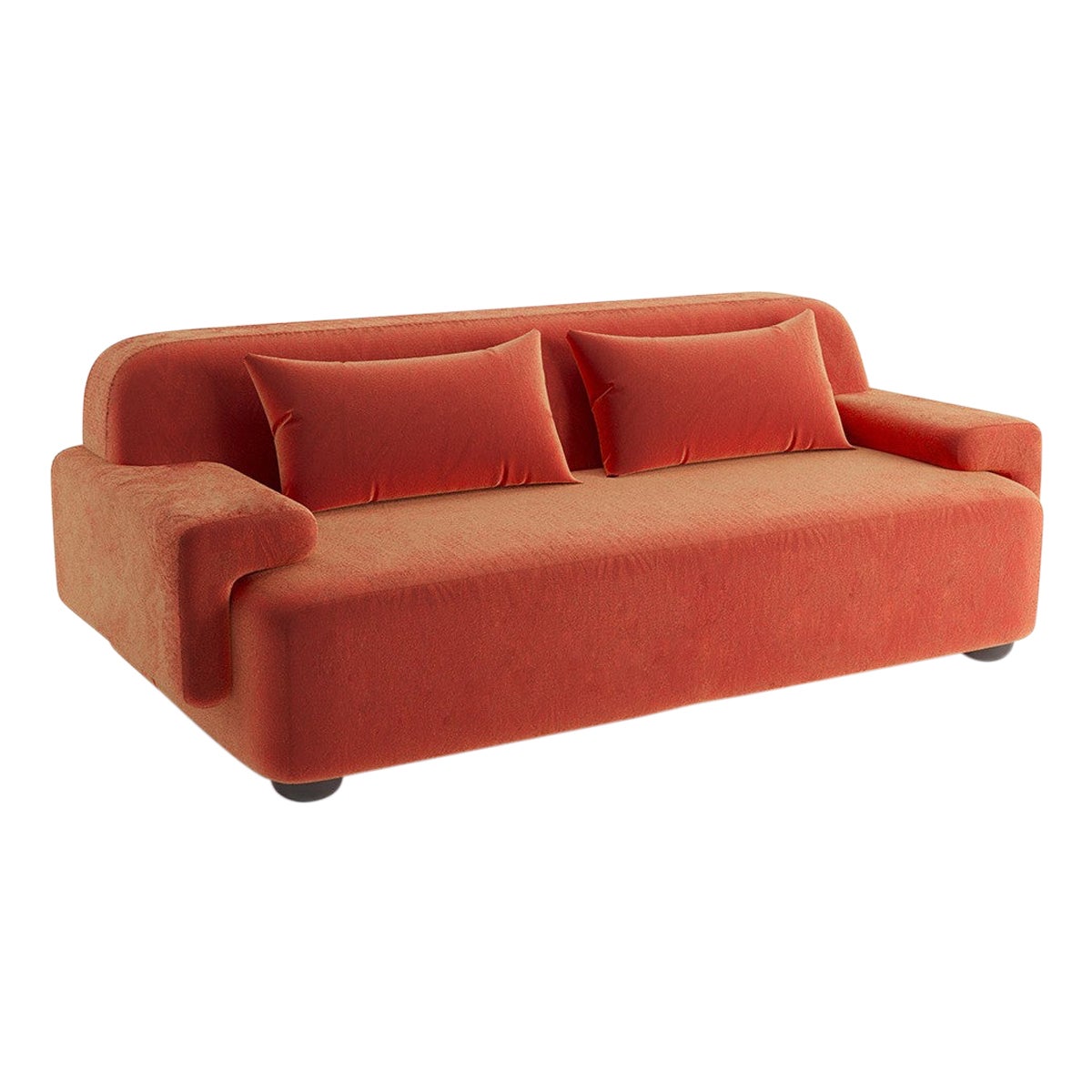 Popus Editions Lena 2.5 Seater Sofa in Orange Verone Velvet Upholstery For Sale
