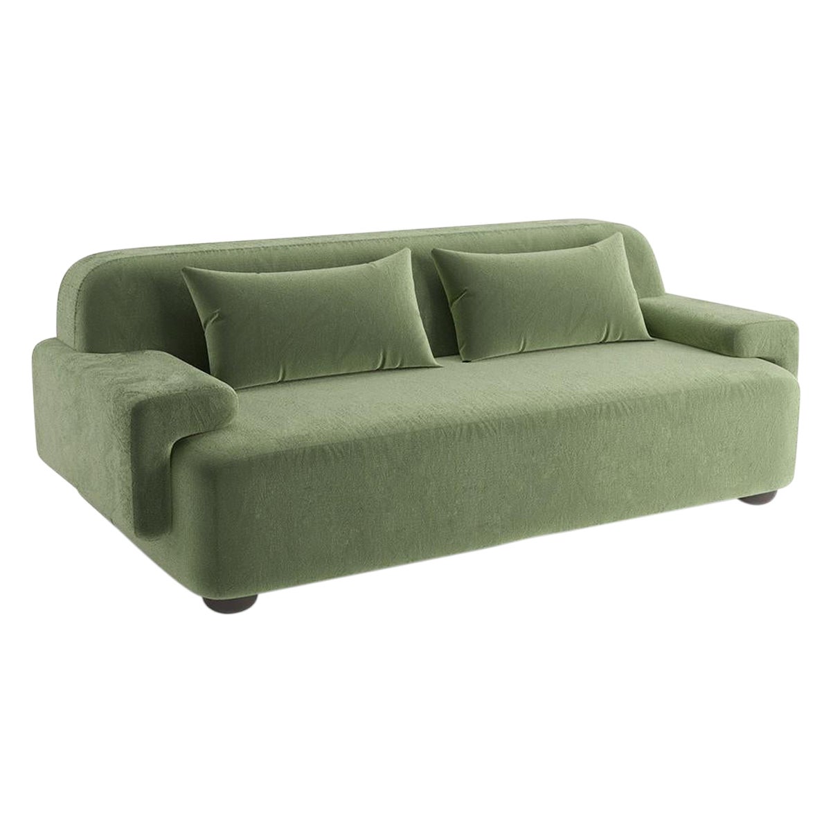 Popus Editions Lena 2,5 Gestell-Sofa mit grüner Verone-Samtpolsterung