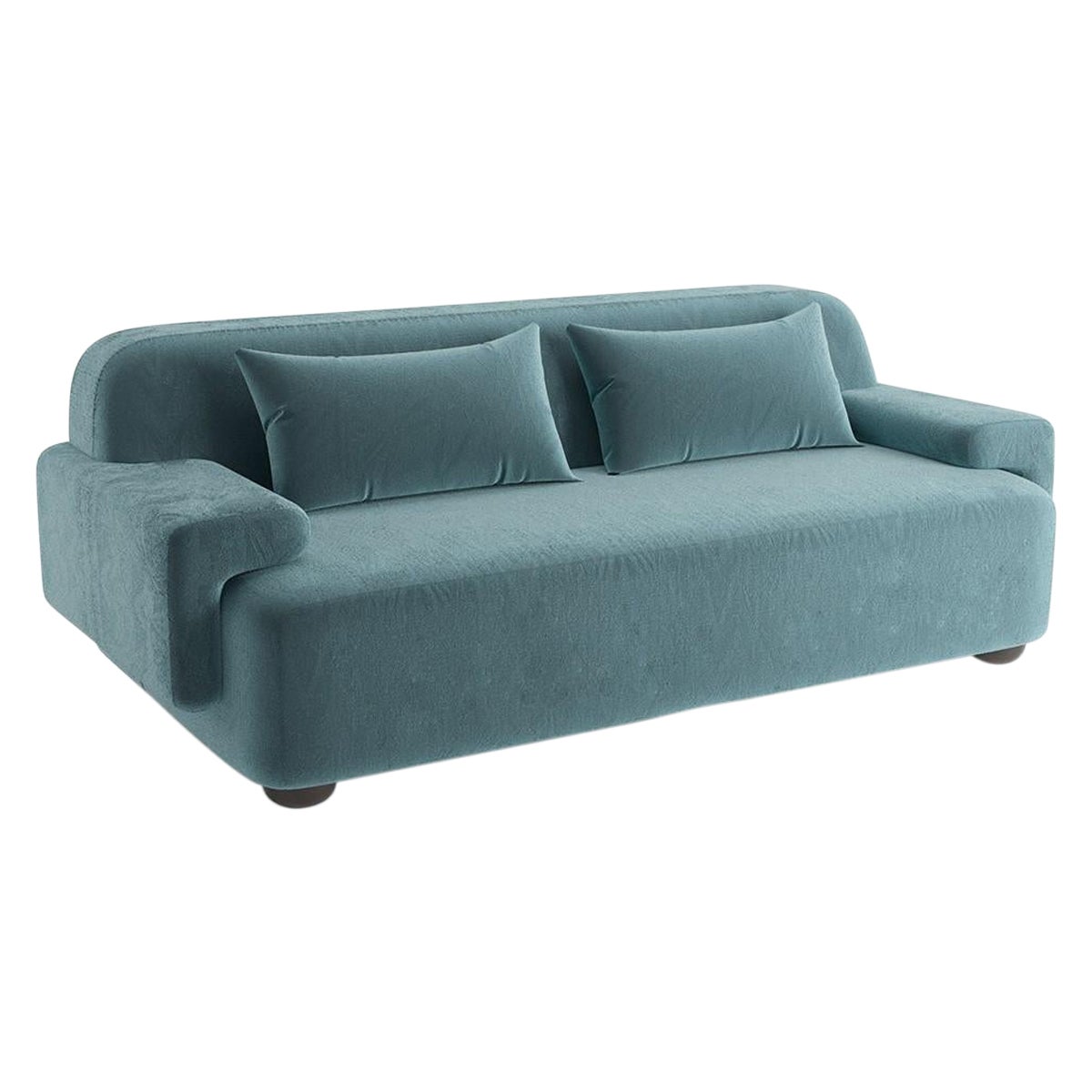Popus Editions Lena 2,5 Gestell-Sofa mit blauer Verone-Samtpolsterung