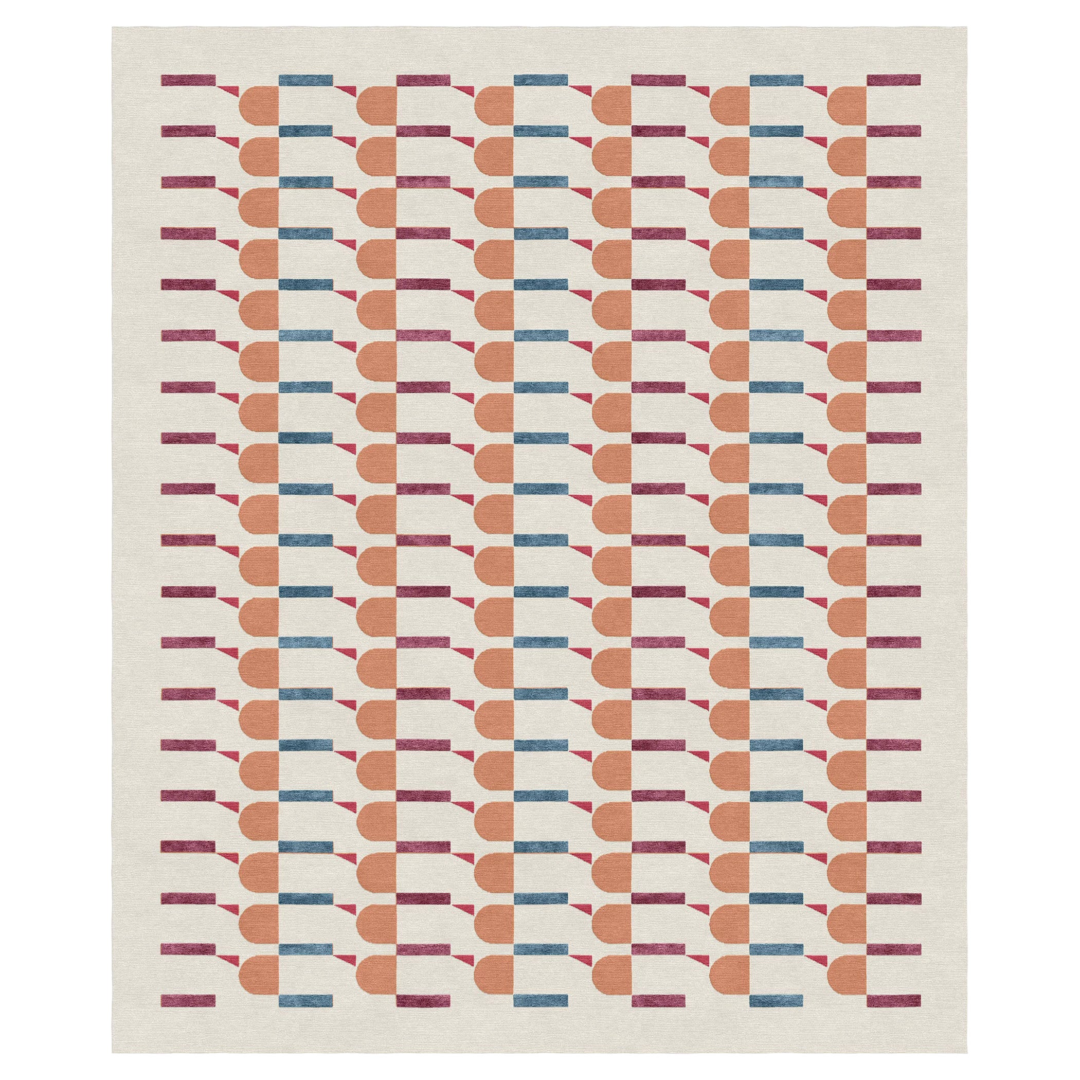 Contemporary Carpet Patterned Beige Scandinavian Wool Silk - Roman, in Stock For Sale