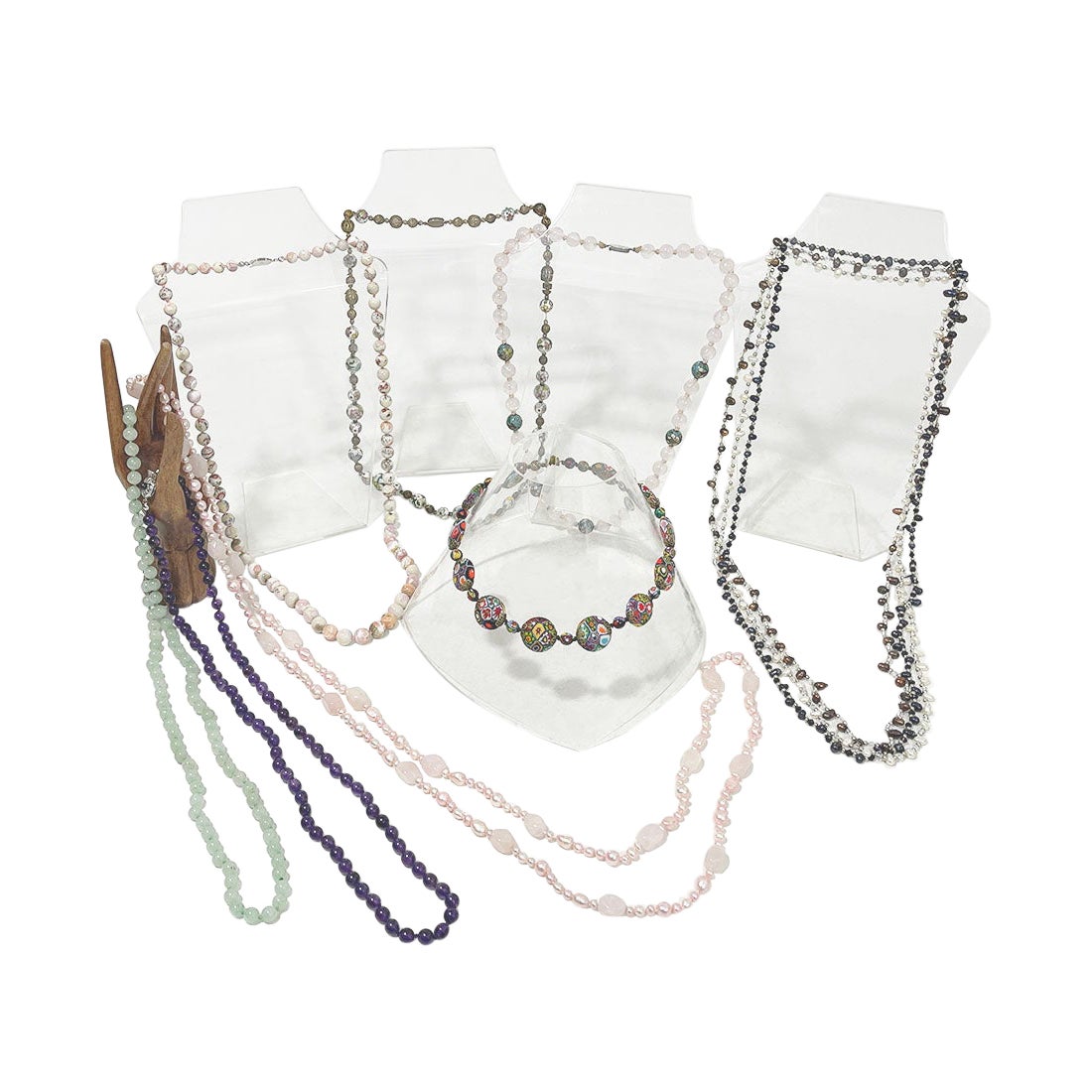 Collection of 10 Mid-20th Century Necklaces with Different Beads and Lengths For Sale