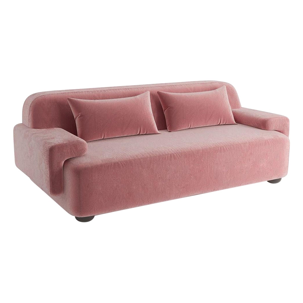 Popus Editions Lena 2,5 Gestell-Sofa mit rosa Verone-Samtpolsterung