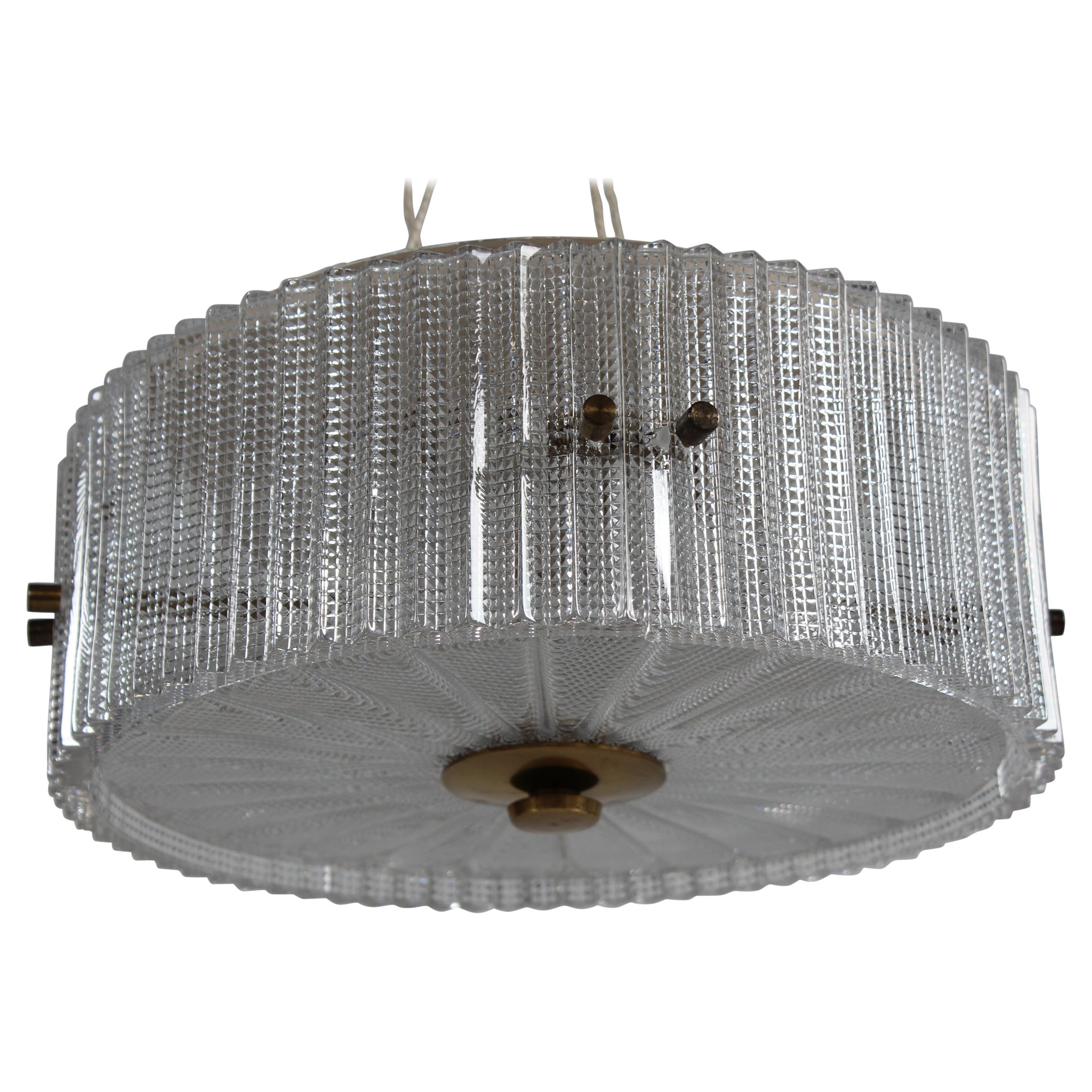 Carl Fagerlund Vintage Ceiling Lamp/Chandelier of Glass by Orrefors Sweden, 1960