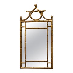 1970s Carved Regency Style Giltwood Italian Faux Bamboo Mirror