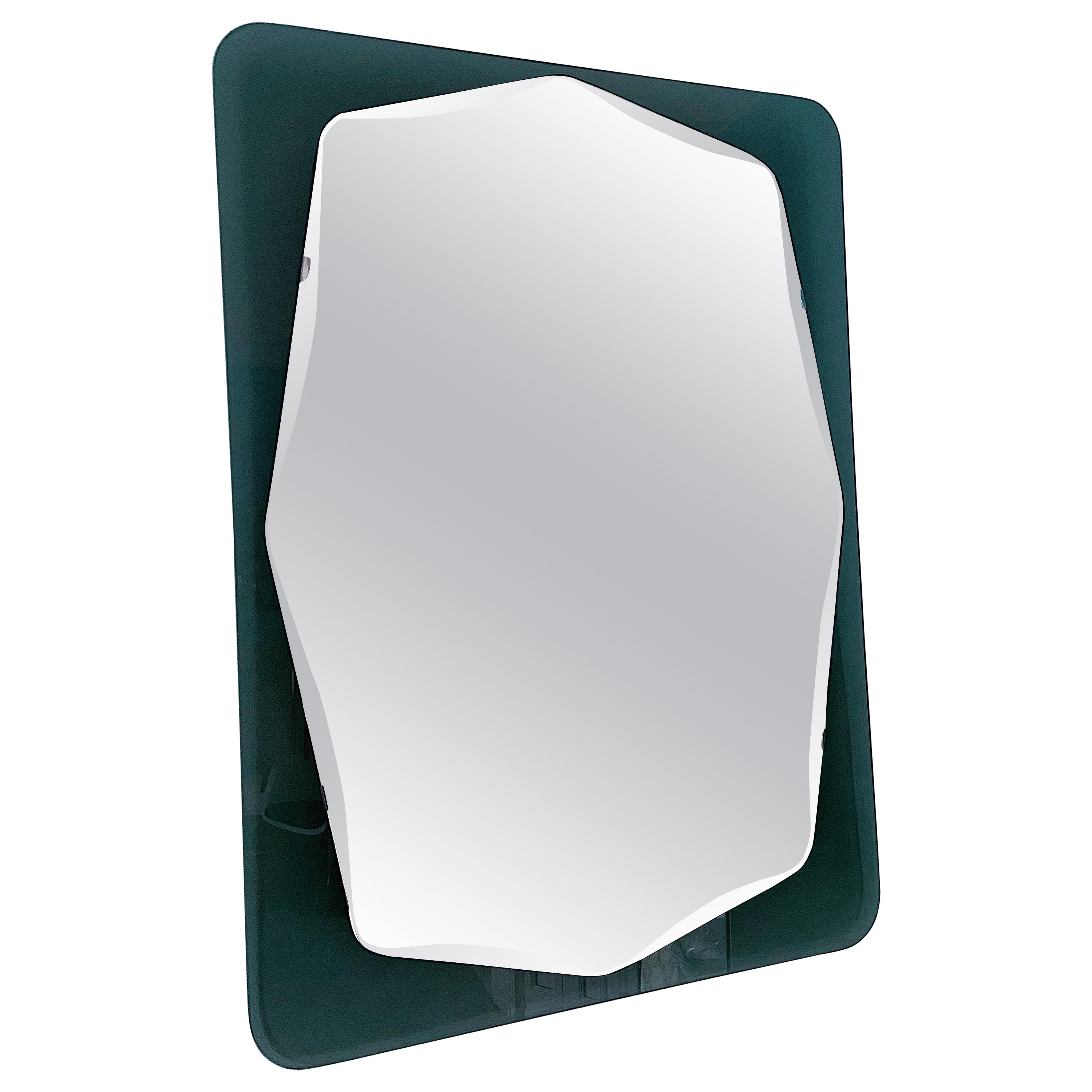 Mid-Century Modern Cristal Art Wall Mirror, 1970s, Italy For Sale
