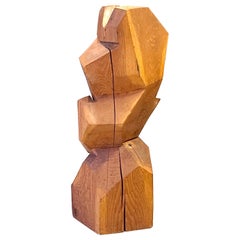Brancusi Style Solid Oak Abstract Sculpture 1950s