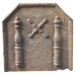 Antique French Louis XIV 'Pillars with Saint Andrew's Cross' Fireback, 18th Century