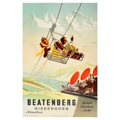 Affiche vintage originale de voyage d'été Beatenberg Niederhorn Switzerland Peikert