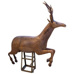 1960s Iron and Metal Hand Painted Deer of a Carousel