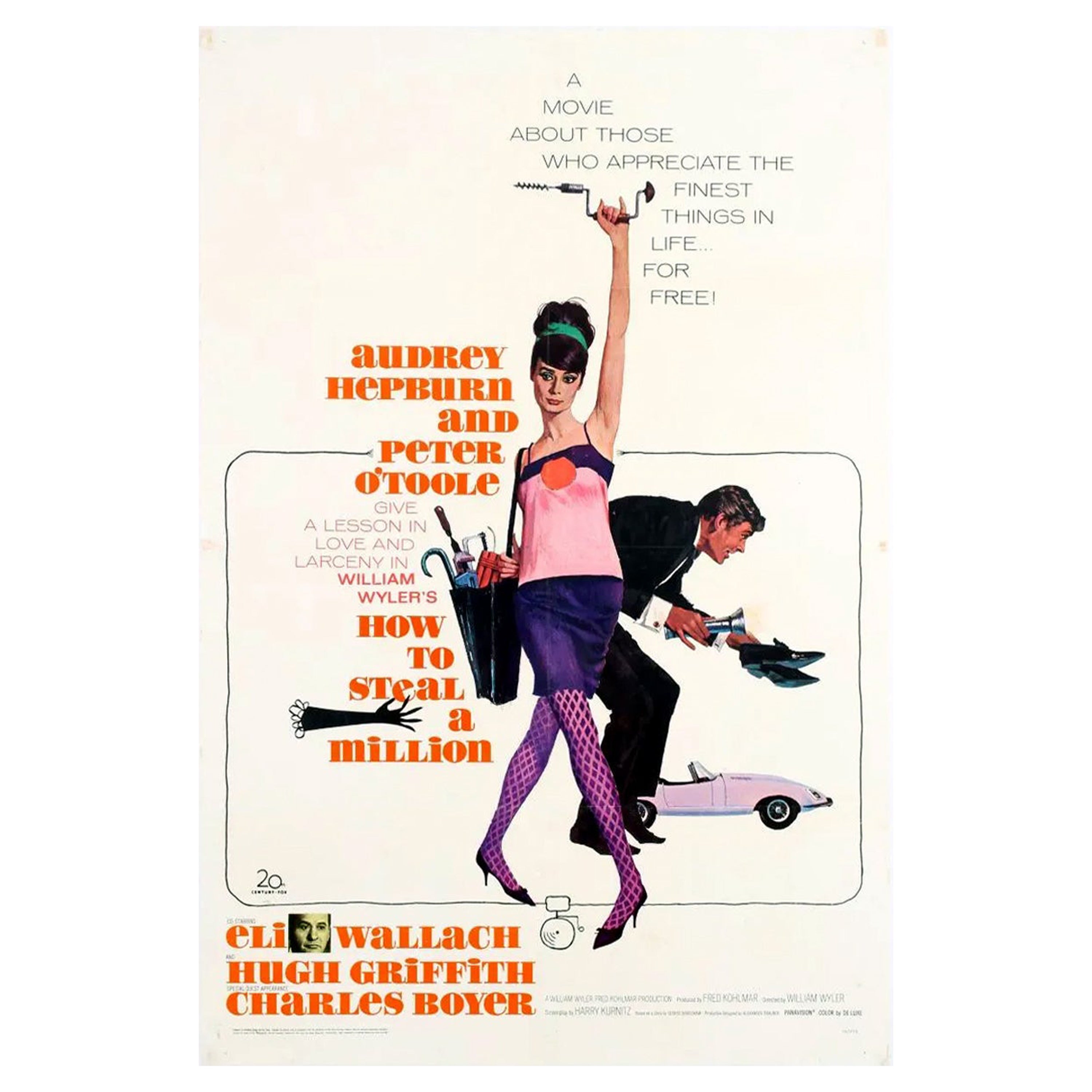 Original Vintage Movie Poster How To Steal Million Audrey Hepburn Peter O'Toole For Sale