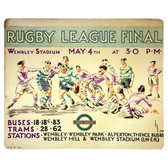Original Vintage London Transport Rugby League Final Wembley Stadium Herry Perry