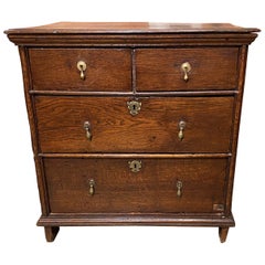 18th Century English Oak Two Over Two Drawer Chest with Drop Pulls