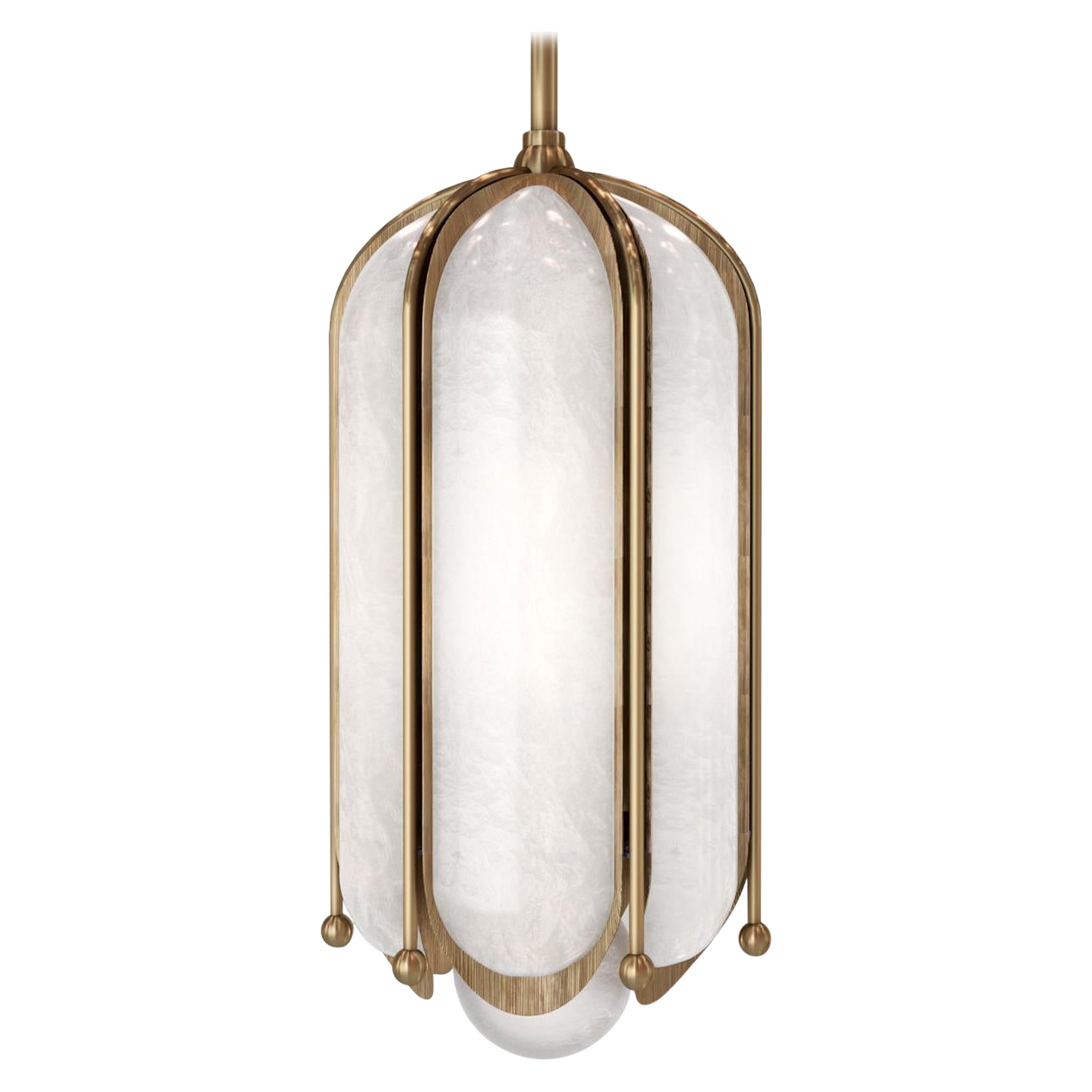 Pearl Grand Modern Luxury Pendant Metal and Frosty Glass For Sale at