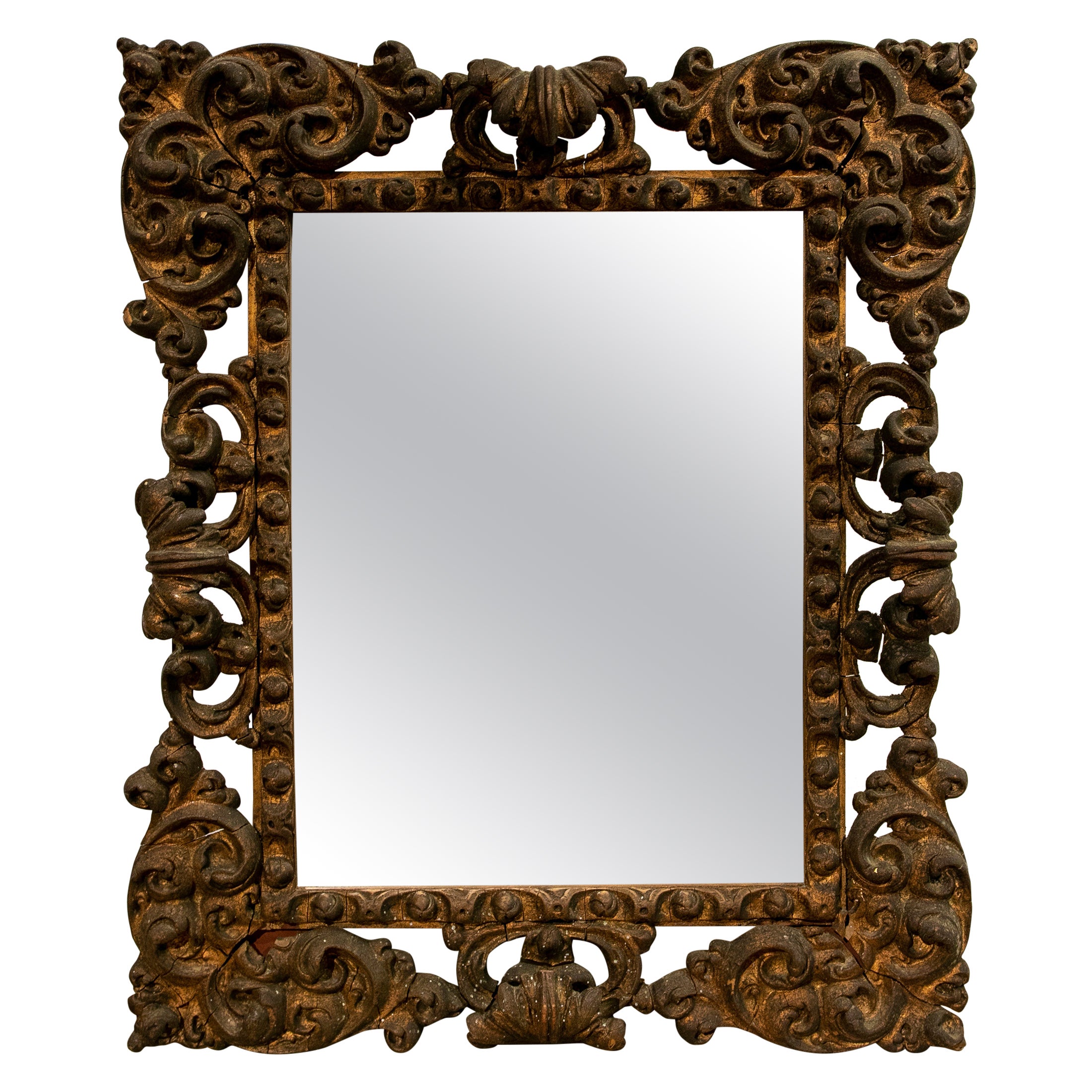19th Century French Gilded Mirror with Traces of Gold For Sale