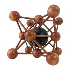 Mid-Century Modern Wood Scientific Molecule Atomic Sculpture 1950s