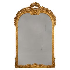 Louis XVI Style Carved Giltwood and Gesso Overmantel Mirror