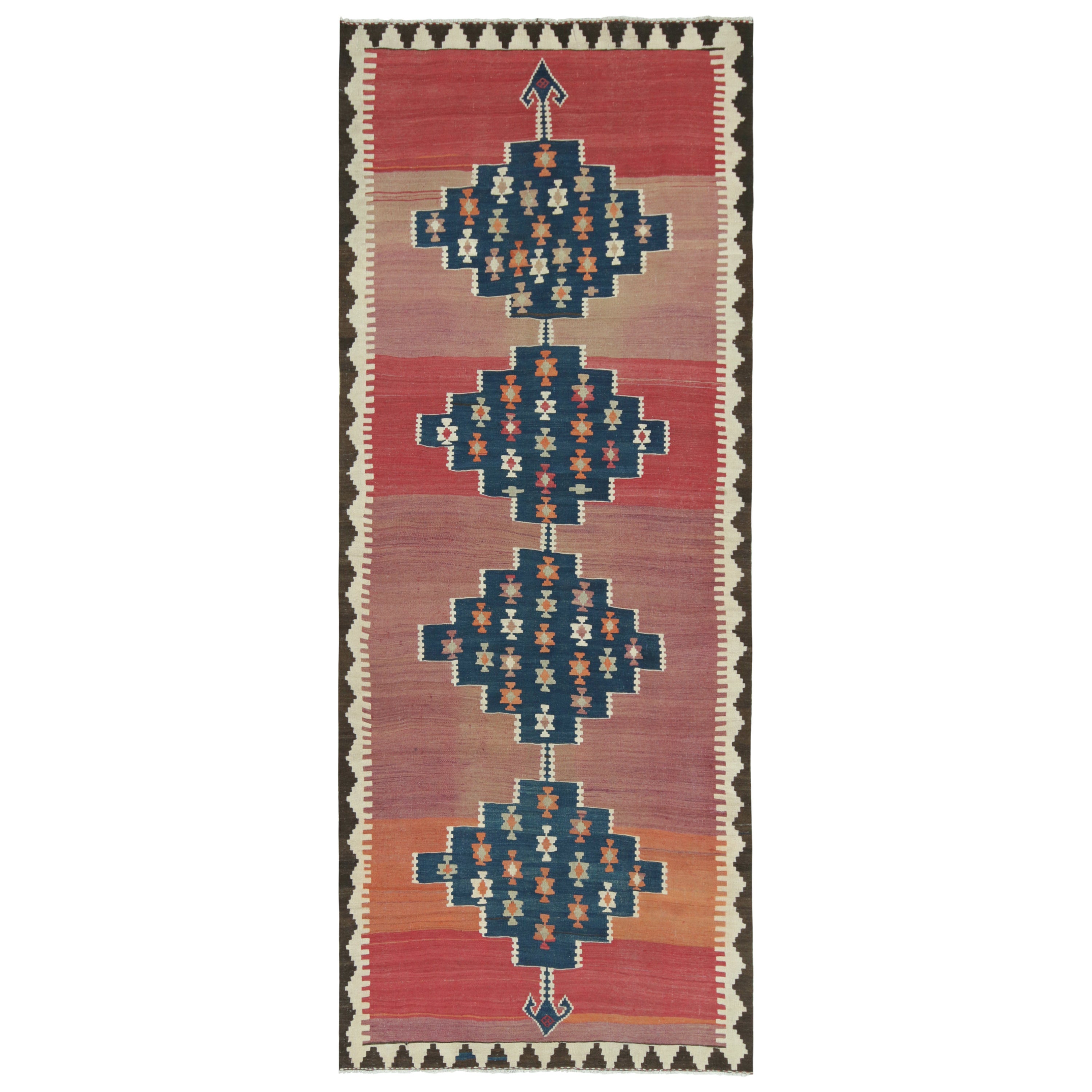 Vintage Shahsavan Persian Kilim with Open Field & Blue Medallions by Rug & Kilim For Sale
