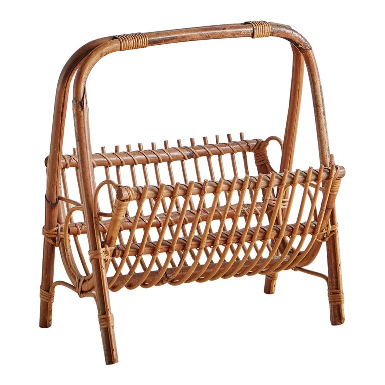 Bamboo + Cane Magazine Rack, Italy For Sale at 1stDibs