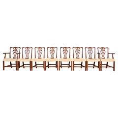 Vintage Baker Furniture Georgian Carved Mahogany Dining Chairs, Set of Eight