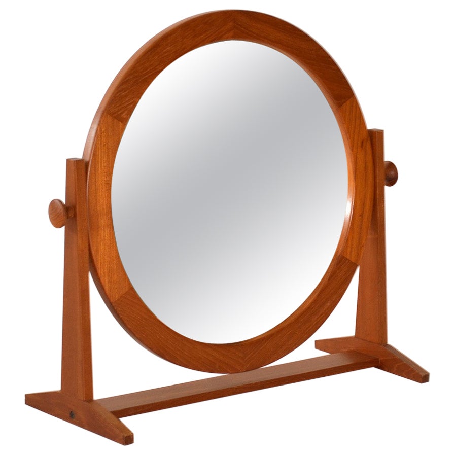 Teak Vanity or Table Mirror by Pedersen & Hansen, Denmark Mid-Century Modern For Sale