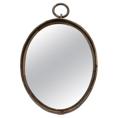 French Iron Oval Mirror with Ring Hook, France, 1950
