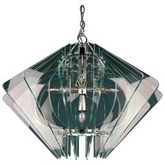 Art Glass Chandelier Italian Design by Veca Italy, 1970s