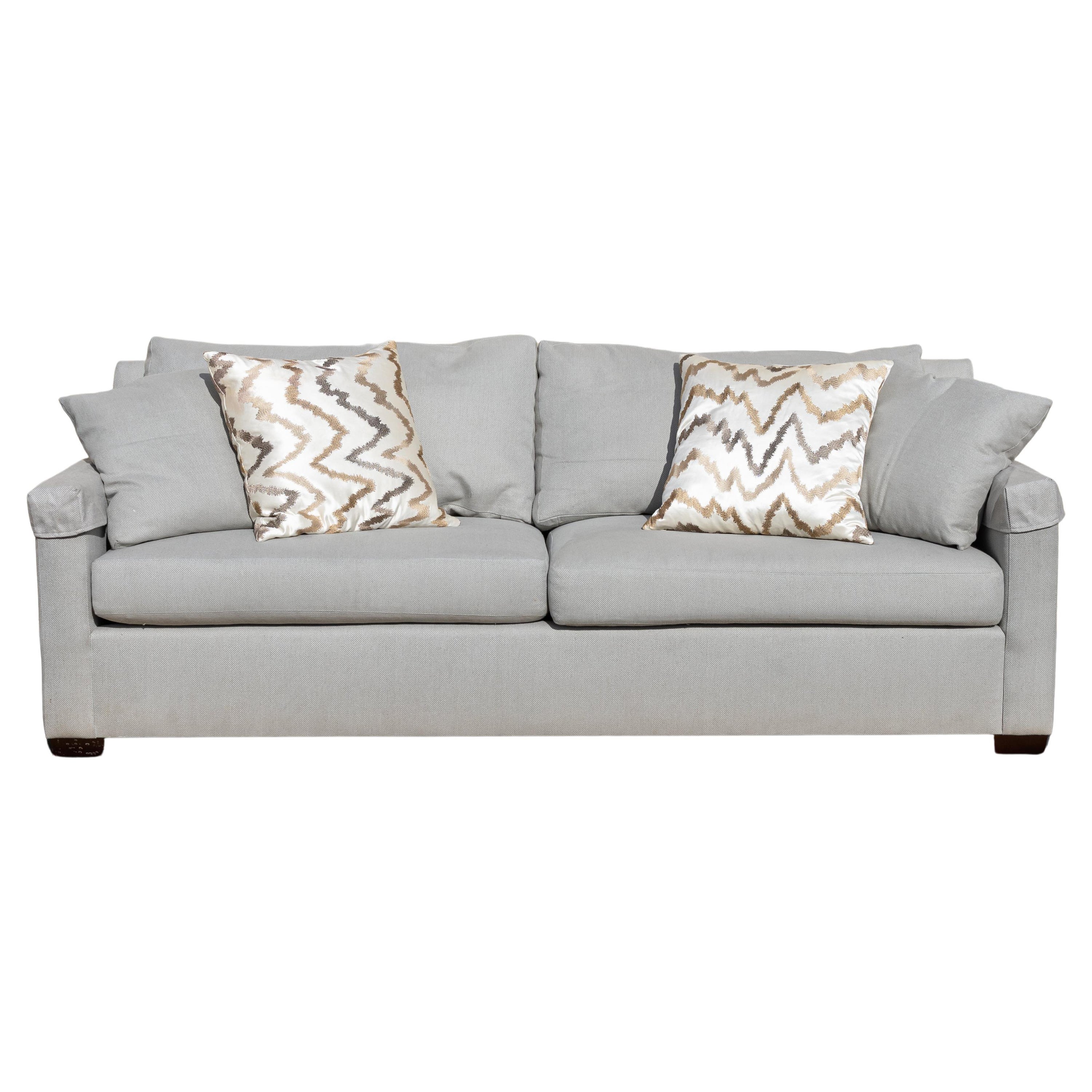 NK Collection Modern Sofa in Grey Linen For Sale at 1stDibs