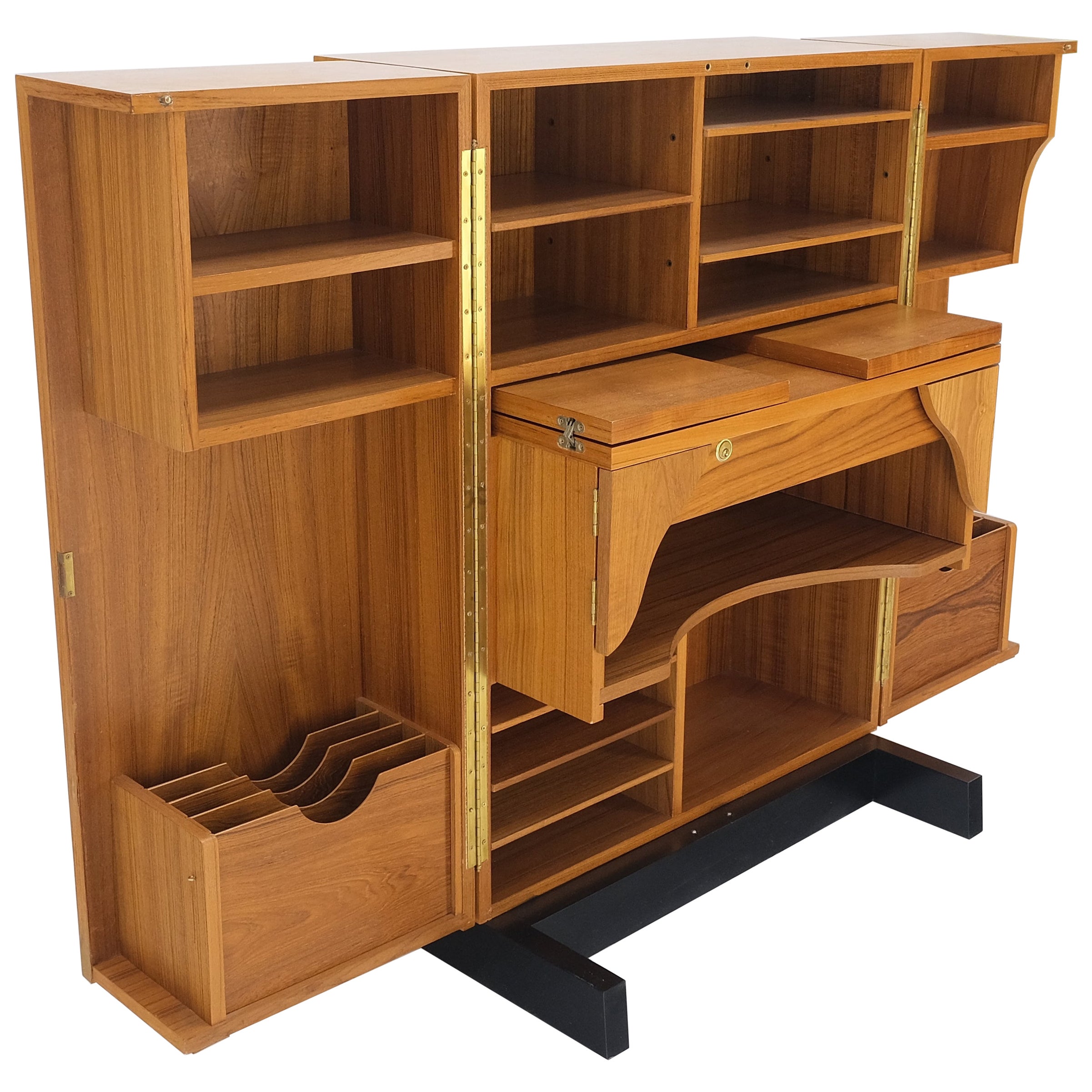 Danish Mid-Century Modern Teak Box Wooton Desk Table File Cabinet Organizer Mint For Sale