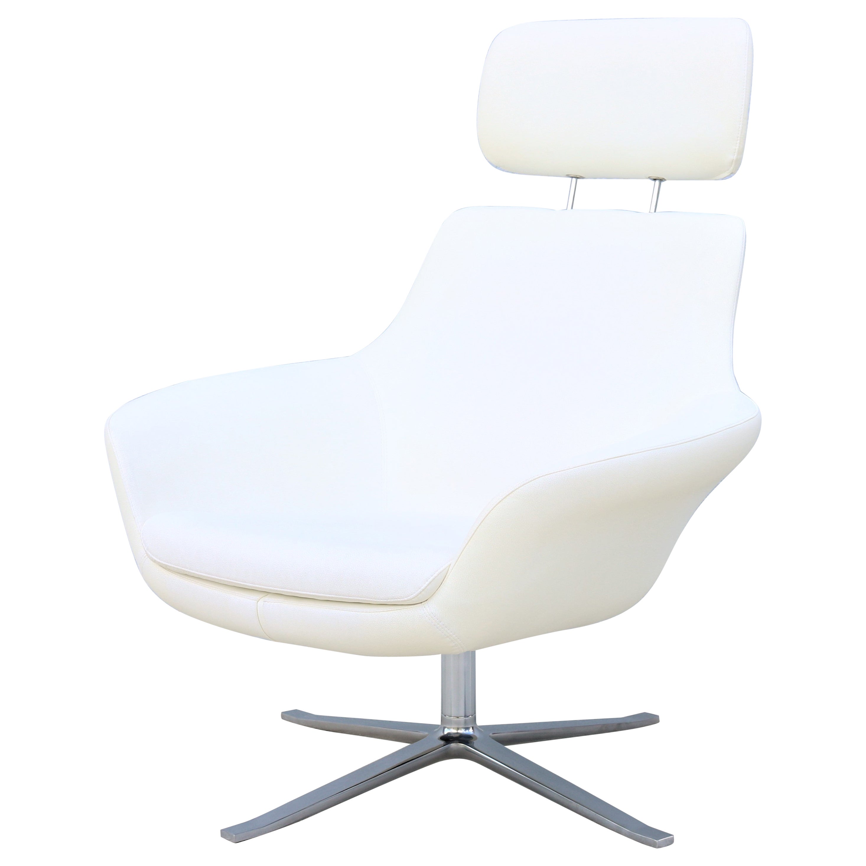 Modern Pearson Lloyd for Coalesse Bob White Swivel Lounge Chair with Headrest For Sale