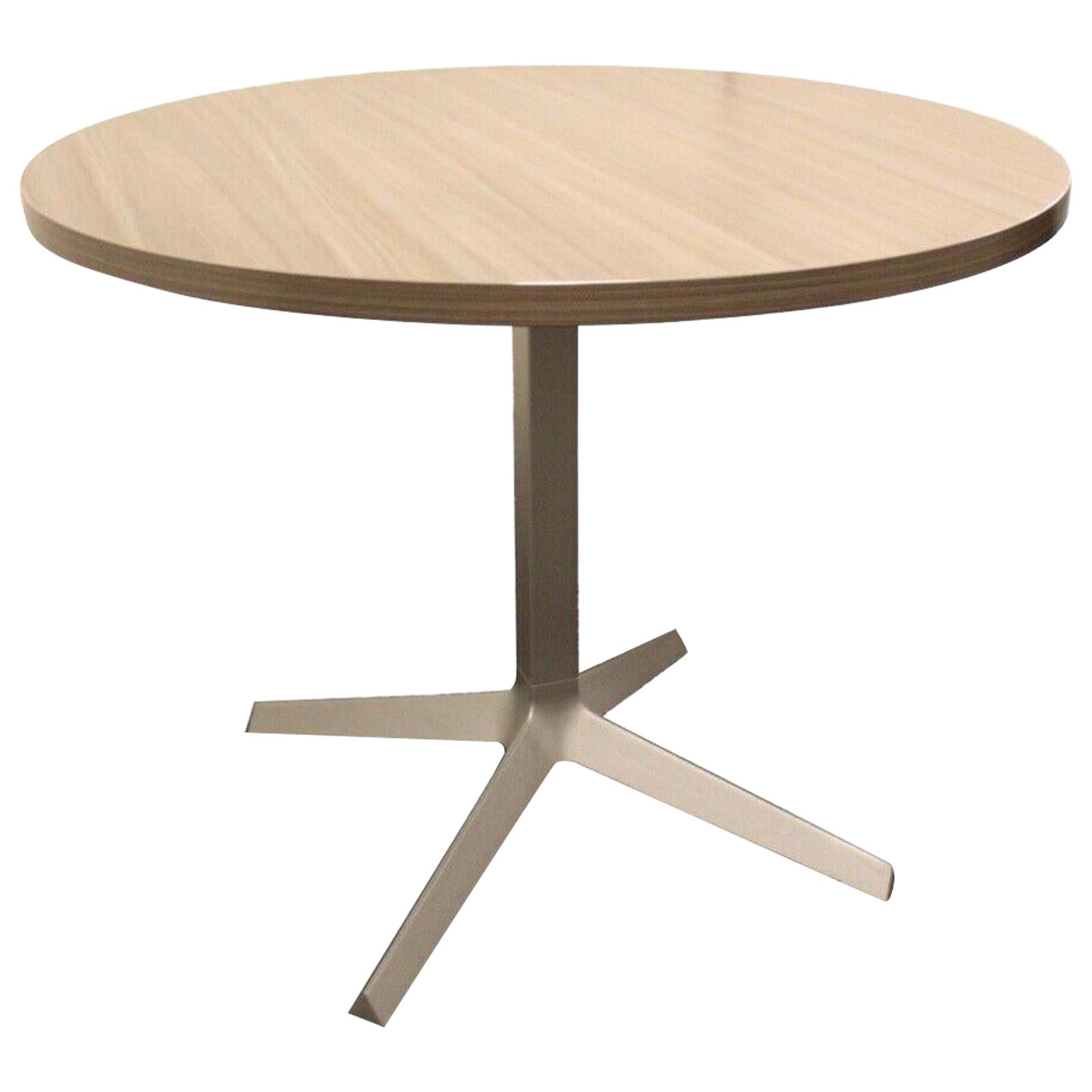 Contemporary Office Knoll Brown Circular Laminate Dinette Table For Sale