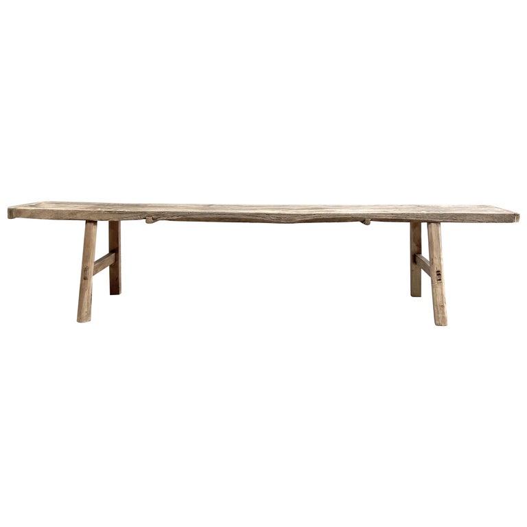 Elm Wood Wide Seat Bench or Coffee Table 86″ For Sale at 1stDibs