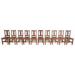 Limbert Mission Oak Arts & Crafts Dining Chairs, Set of Ten