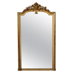 Mid-19th Century Napoleon III Period French Gilt Wood Mantel Mirror with Mask