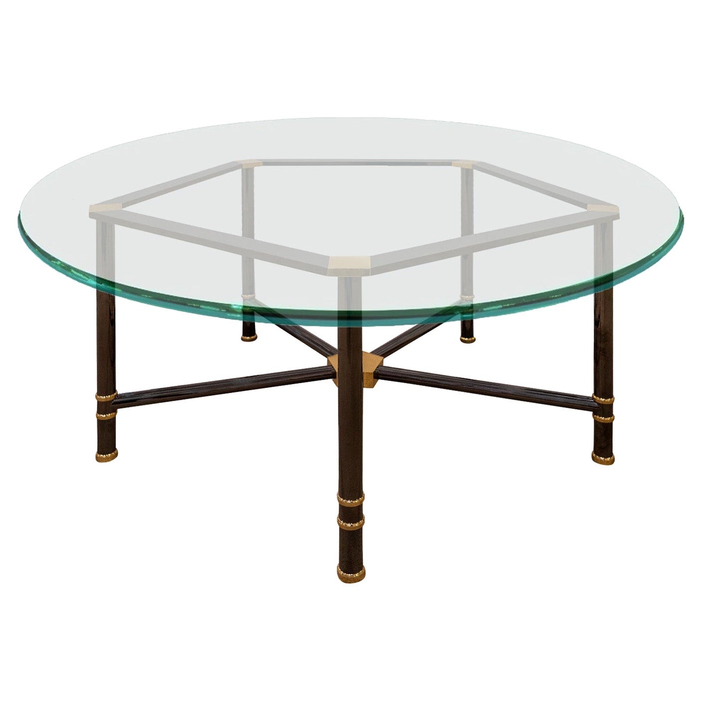Karl Springer Rare Jansen Style Table in Polished Gunmetal and Brass 1980s For Sale