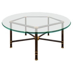 Karl Springer Rare Jansen Style Table in Polished Gunmetal and Brass 1980s