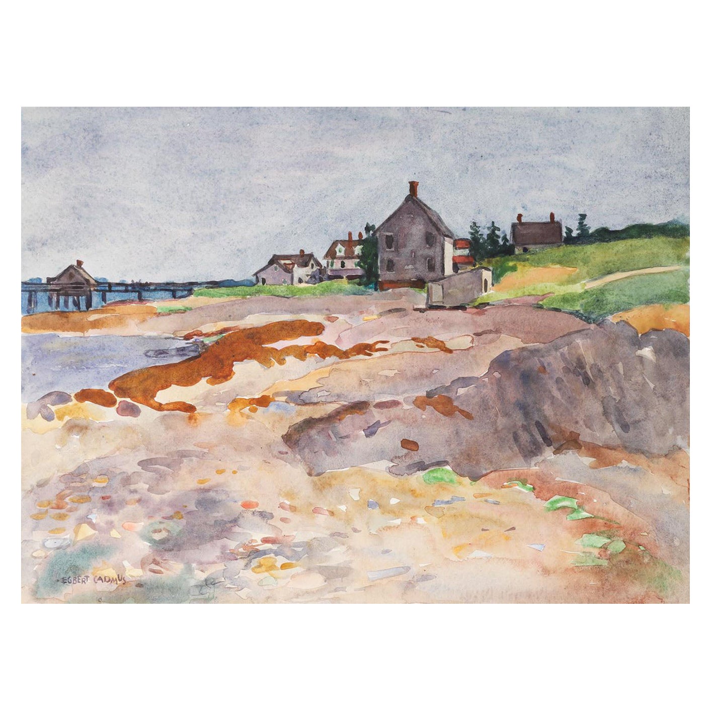 1921 South Harpswell Maine Egbert Cadmus Watercolor Painting For Sale